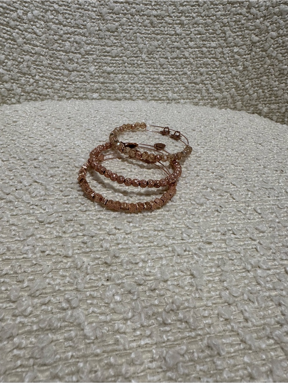 Alex and Ani Rose Gold Beaded Stackable Bracelets